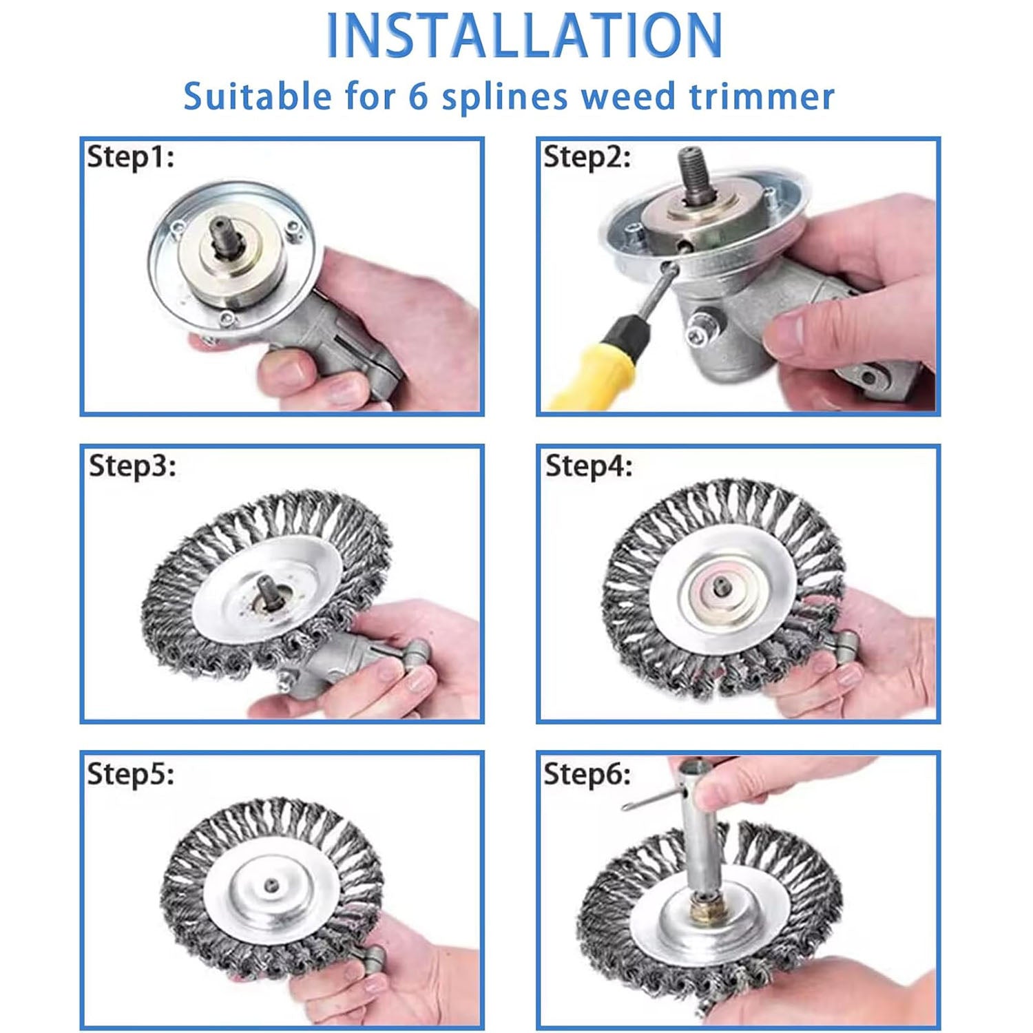 6 Inch Steel Wire Rotary Weed Brush Cutter Trimmer Head(No Adapter）