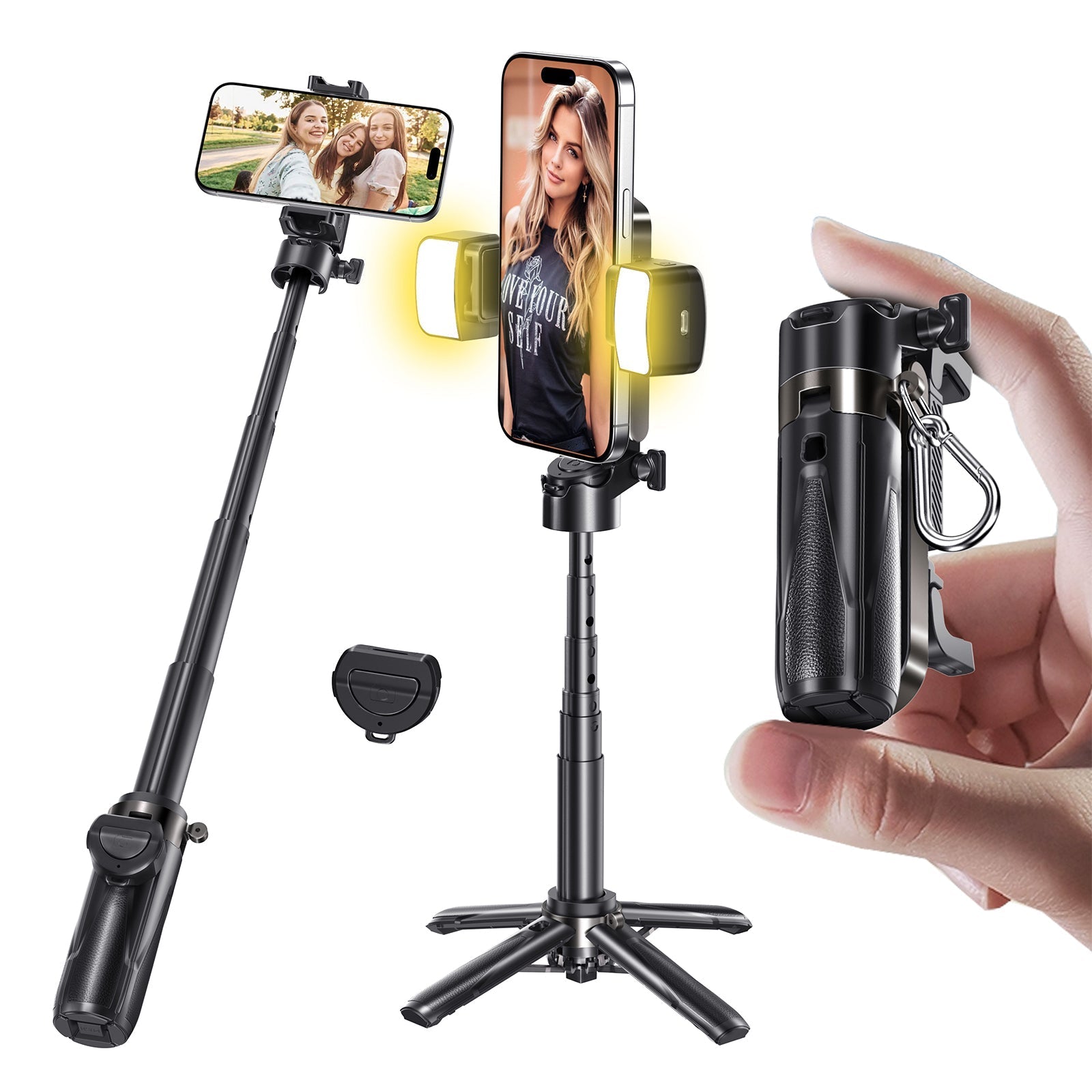 Portable multifunctional selfie stick