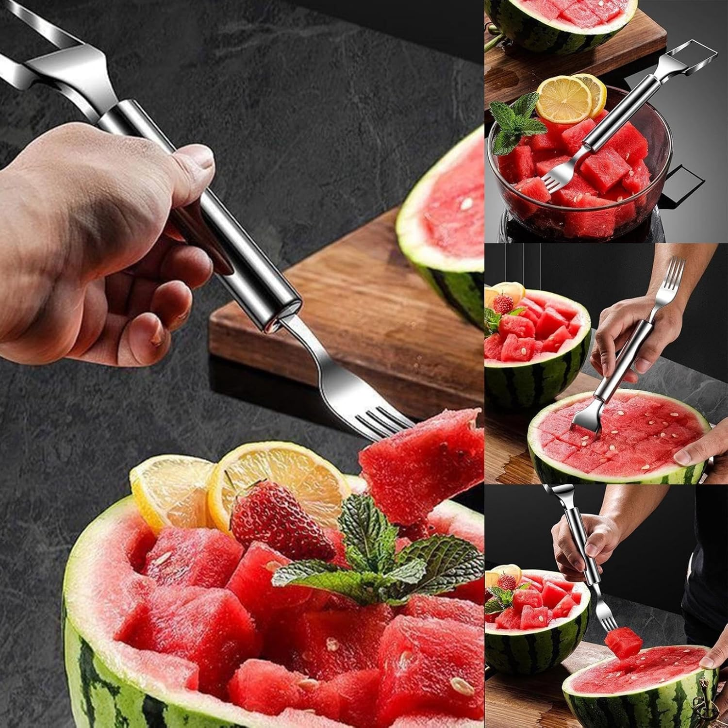 🍉2-Pack Upgraded Watermelon Fork Slicer Cutter Tool