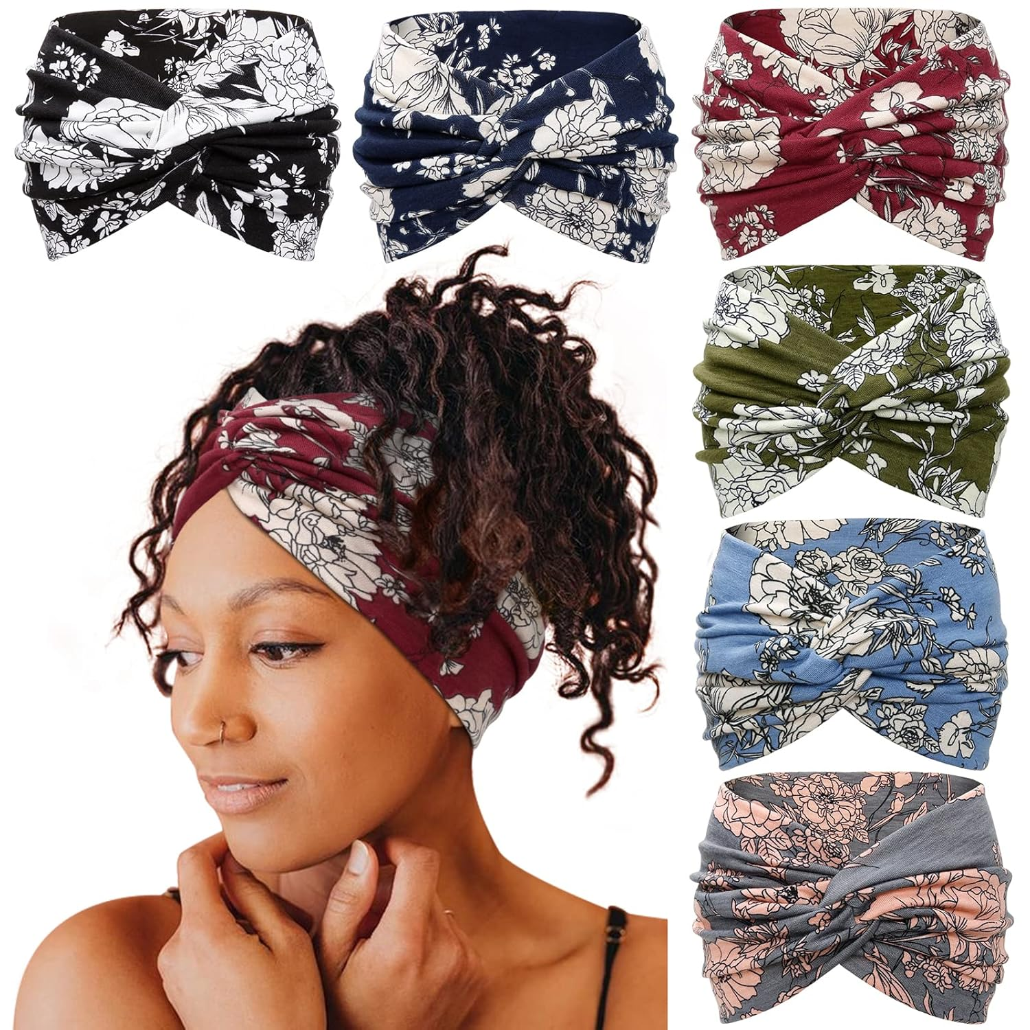 Flash Sale⚡6Pcs Boho Paisley Printed Wide Knotted Headbands for Women