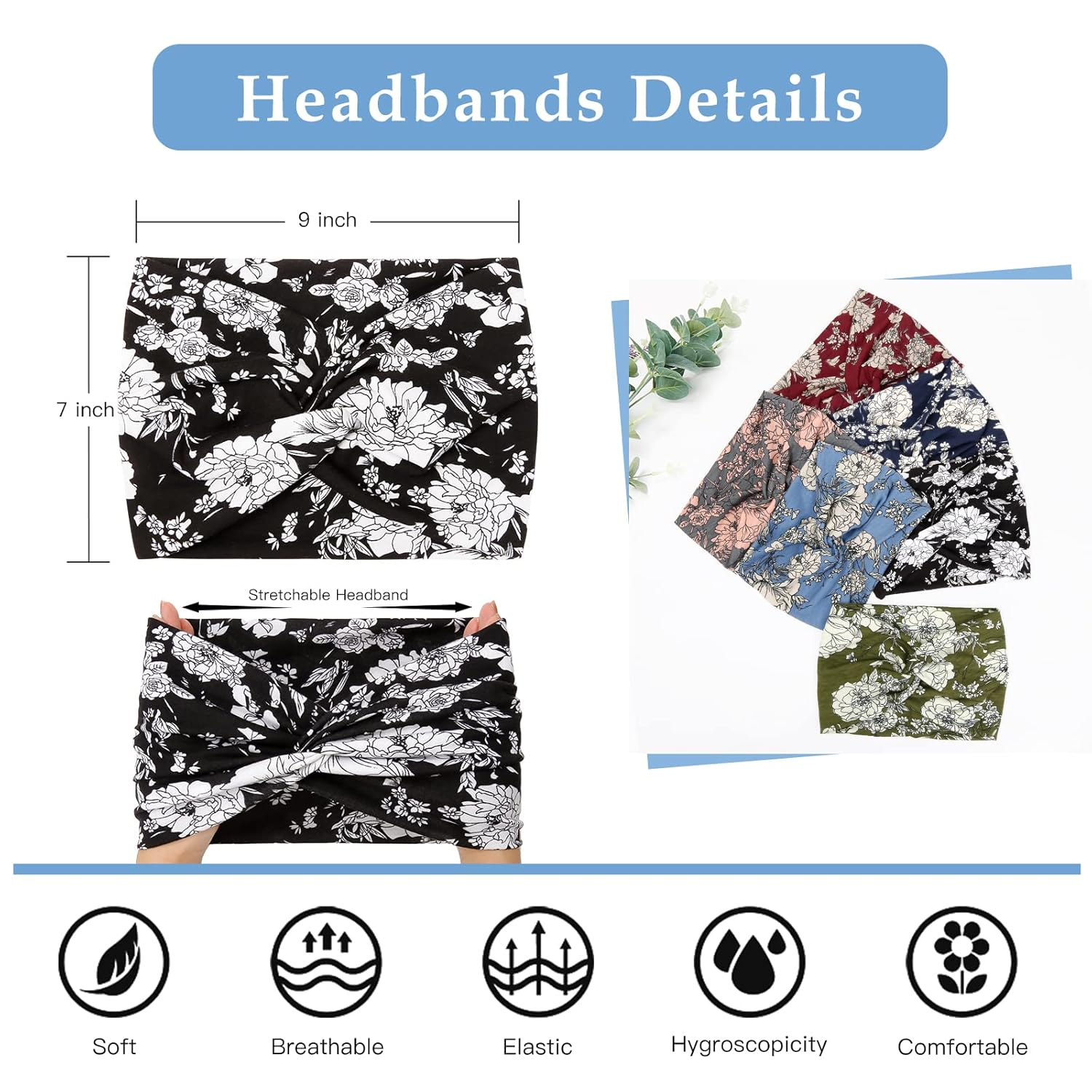 Flash Sale⚡6Pcs Boho Paisley Printed Wide Knotted Headbands for Women