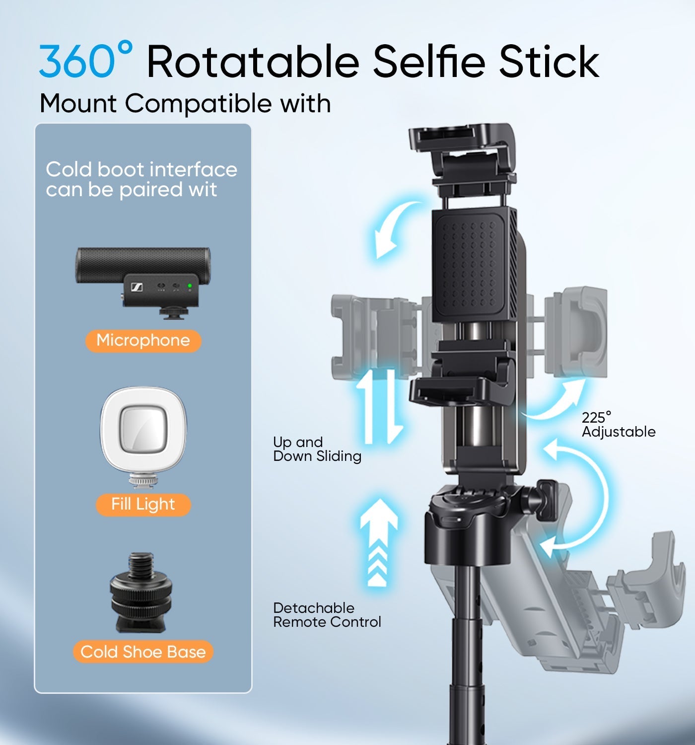 Portable multifunctional selfie stick