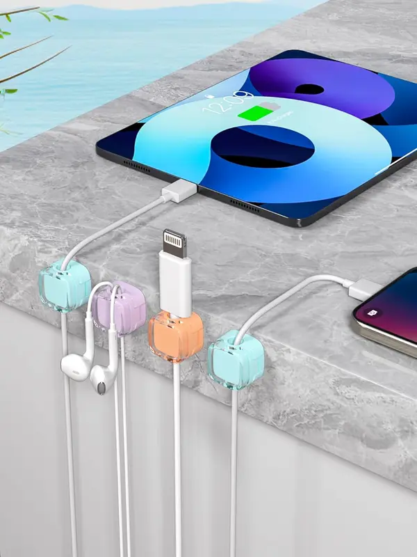 6 Pack Wall Mounted Magnetic Cord Organizer Holder