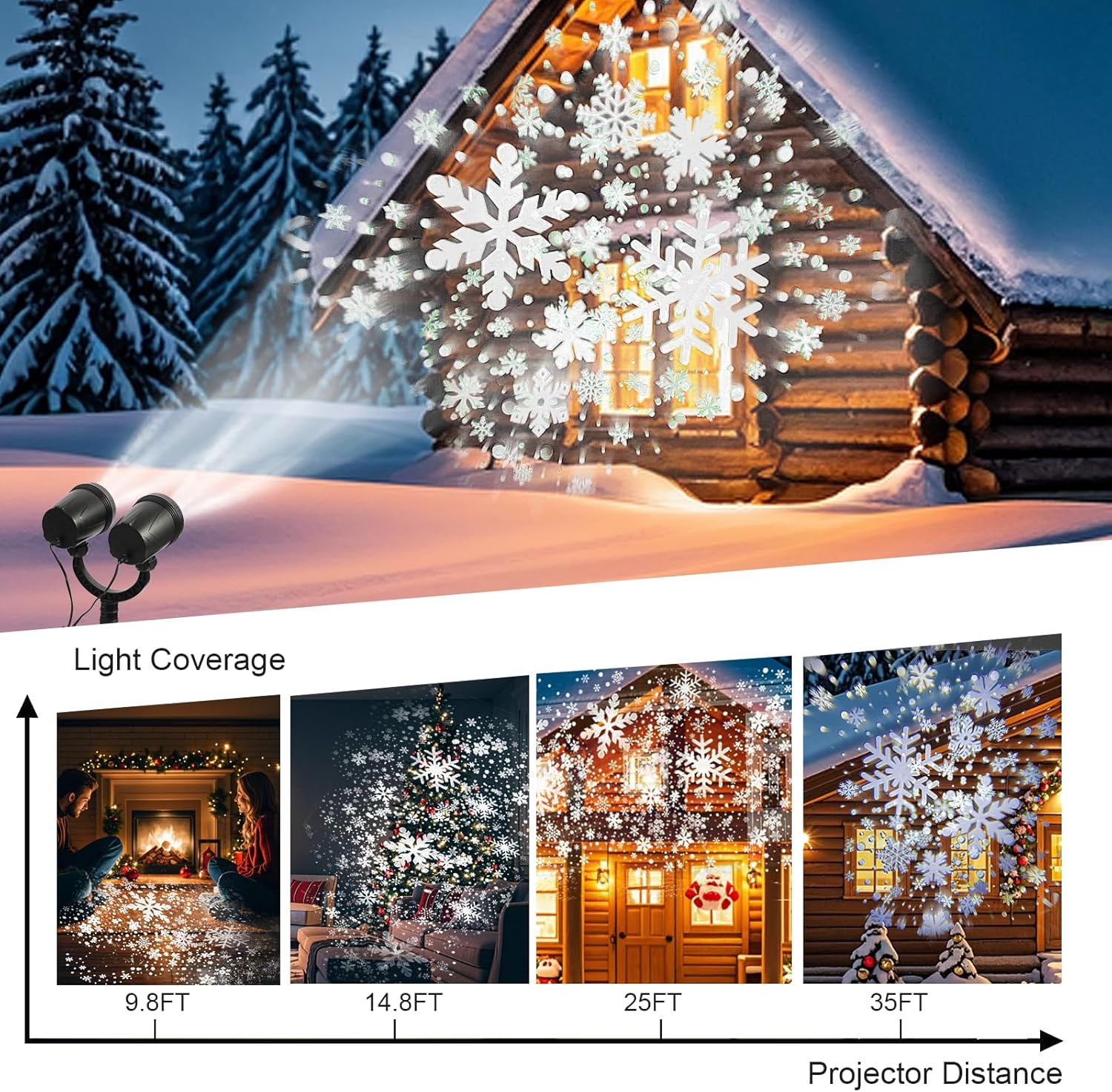 🔥Black Friday 🔥2025 Upgraded Outdoor Christmas Decorations Christmas Double Head Snowflake Projector Lights,Christmas Projector Lights IP65 Waterproof Adjustable Christmas Decorations Indoor for Patio Wall Window