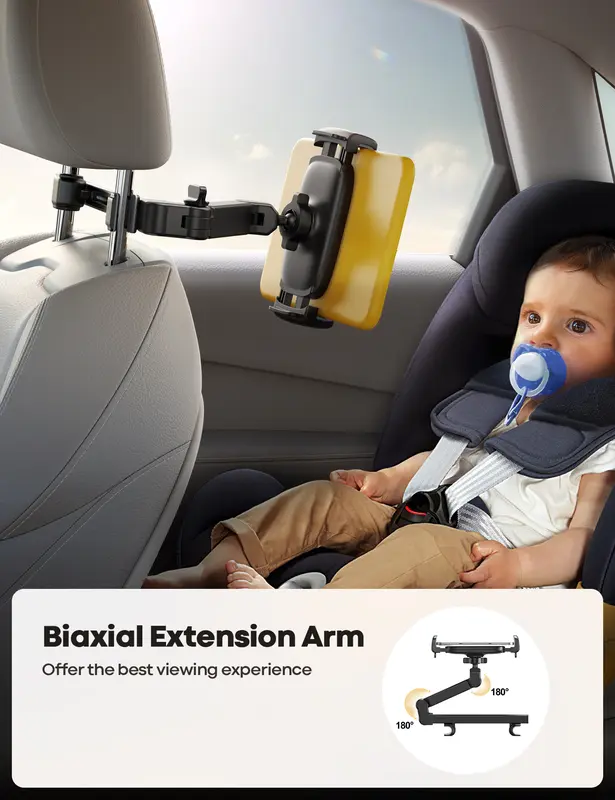 3-in-1 Adjustable Extension Arm Car Headrest Tablet Holder