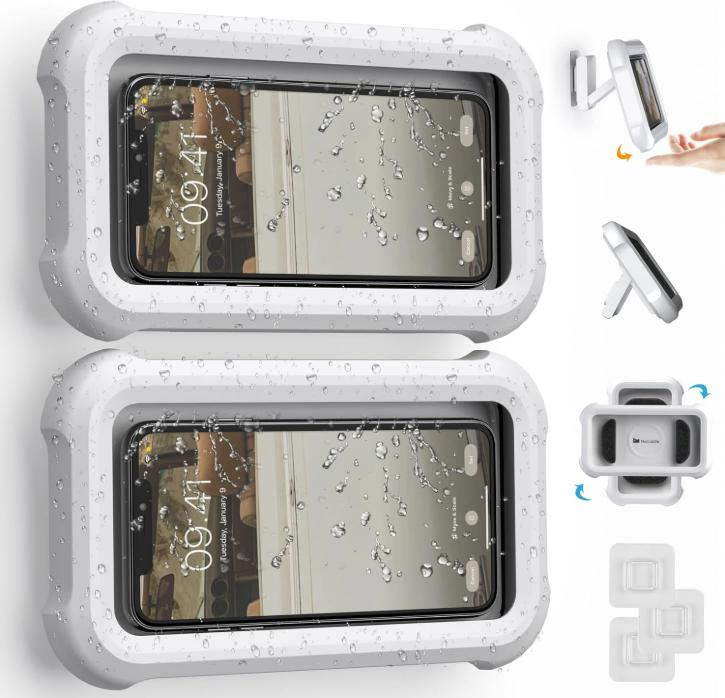 Lamicall Waterproof Shower Phone Holder for Bathroom Bathtub, Kitchen, Wall Mirro