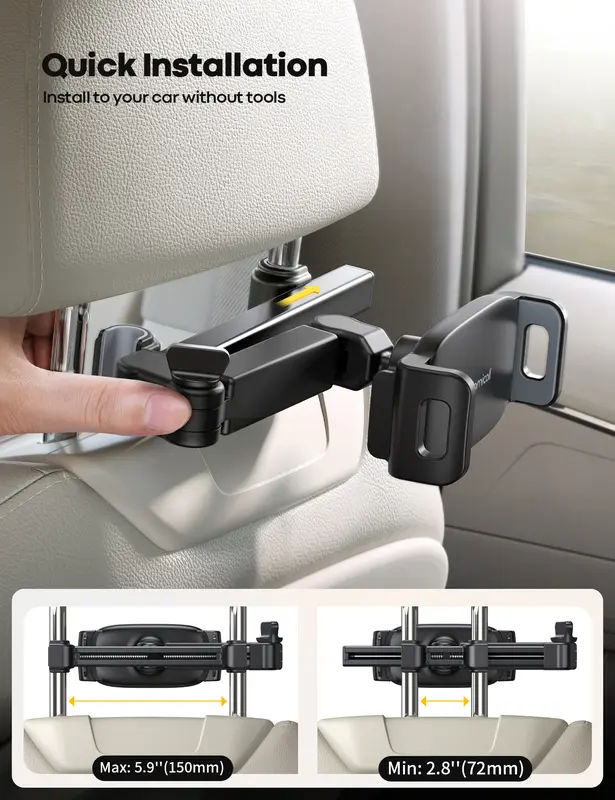 3-in-1 Adjustable Extension Arm Car Headrest Tablet Holder